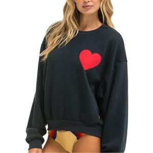 Aviator Nation Black Sweatshirt with Red Heart
